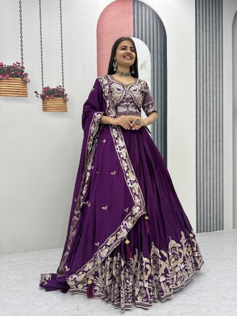 Tapi 311 chinon Purple Lehenga choli manufacturers in Pune